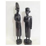 Wood African tribal man and woman figures