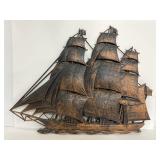 Vintage 1962 bronze syroco plastic wall decor ship