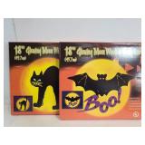 Glowing Moon Black cat & bat window sculptures