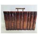 Wood carved box with metal handle