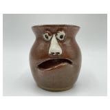 Funny face pottery vase - small