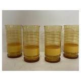 Set of 4 vintage Libbey amber/yellow glasses