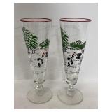 Vintage Pilsner glasses w/ handpainted farm scene