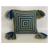 Vintage embroidered velvet tassel pillow