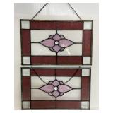Pair of matching leaded stained glass windows