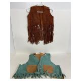 Lot of 2 vintage suede child