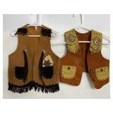Vintage Lone Ranger & suede cowboy childs vests