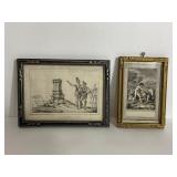 Pair of framed antique engravings