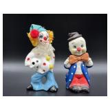 Two ceramic clown figures