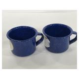 Two blue glazed enamel espresso cups