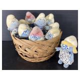 Basket of vintage Smurfs