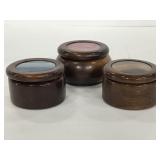 Woodstones trio of felt lined trinket boxes