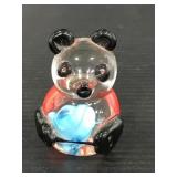 Glass colorful panda bear paper weight