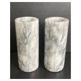 Pair of heavy marble candlestick holders