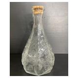 Ornate Italian glass decanter w/ cork stopper