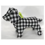 Buffalo plaid black and white plush puppy
