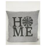 Gray "Home" farmhouse throw pillow