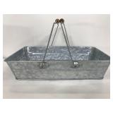 Metal galvanized tray with handles
