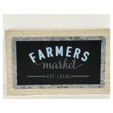 Farmers Market wooden block sign
