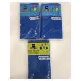 Three unused Royal Blue party tablecloths