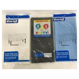 Five unopened rectangular party table cloths