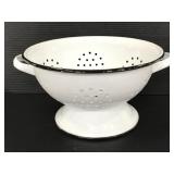 White metal colander