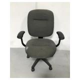 Cushioned rolling gray and black computer chair