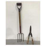 Pitchfork and hedge trimmer combo