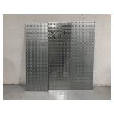 Set of 3 diamond-plate metal pegboard panels