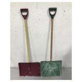 Pair of outdoor snow shovels