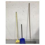 Household double broom and dust pan combo