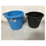 Pair of plastic water buckets