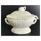 Vintage ivory white ceramic soup tureen