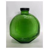 Unique vintage green glass bottle w/inscribed top
