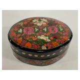 Small enamel painted wood trinket box