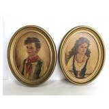 Elena & Chiko vintage framed Anne Allaben prints