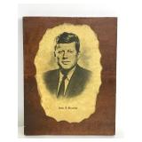 Vintage JFK commemorative wood plaque