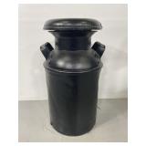 Antique black painted metal milk can