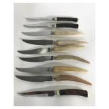 Lot of 9 vintage horn handled steak knives