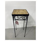 Small metal plant stand w/ terra-cotta tile top