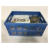 Crate of assorted hardware and other supplies