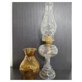 Vintage tall P&A oil lamp with extra shade