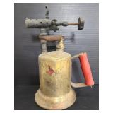 Antique tall torch with wood red handle