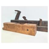Two vintage wood planers missing part