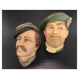 Two Bossons chalkware heads Jock & Officer