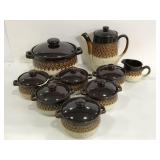 Stoneware collection of chili/ bean pots & teapot