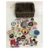Small wicker basket of about 37 assorted buttons