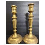 Solid brass candlestick pair