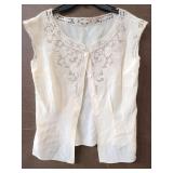 Vintage ivory size 36 button up top w/ lace collar