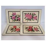 Set of 4 floral hard cork bottom placemats